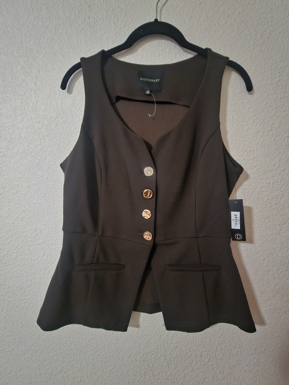 Dictionary Women Vest with Gold Buttons